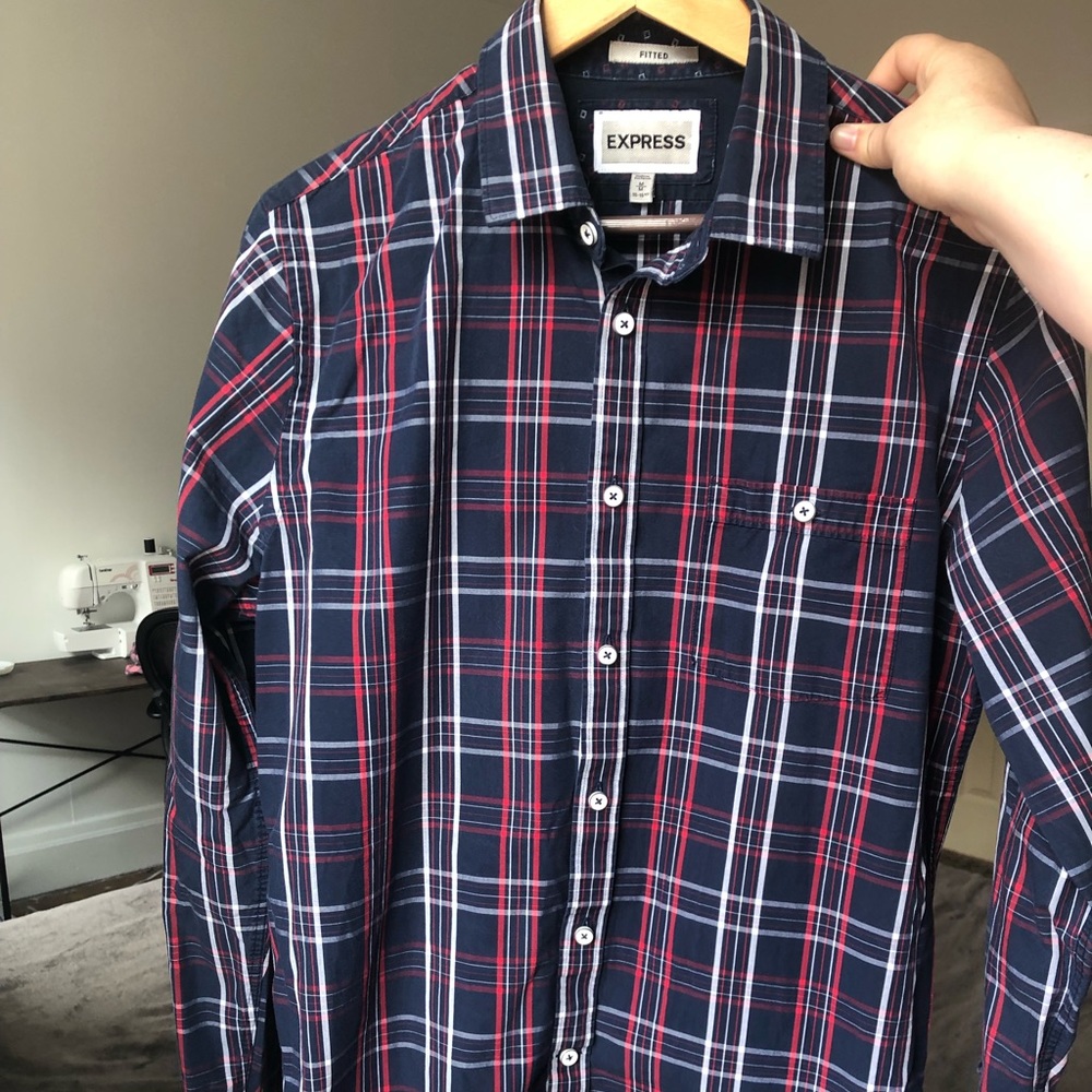 Express Dress Button Down Shirt plaid